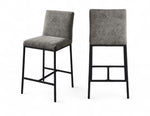 Reeves - Chenille Fabric Upholstered Counter Stool (Set of 2) - Black Base