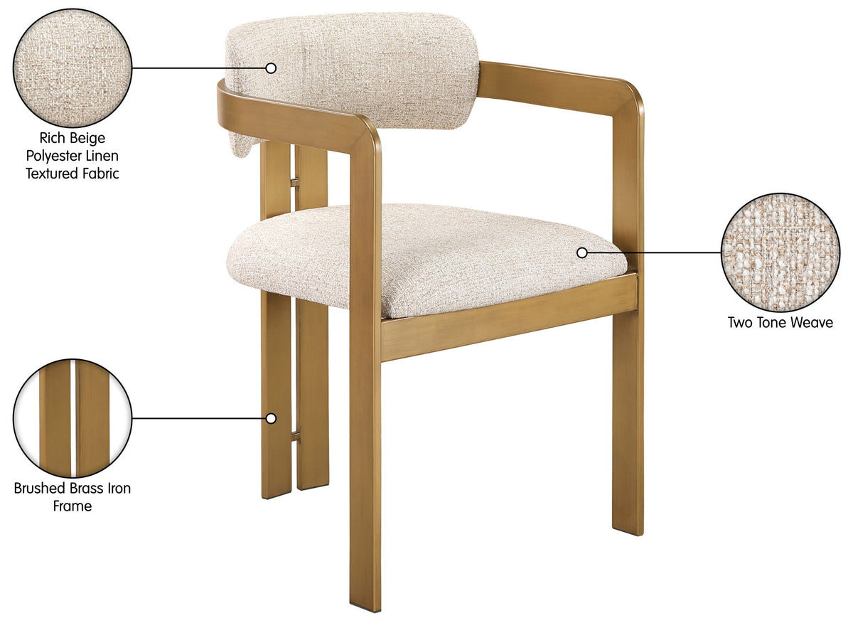 Aurum - Linen Textured Fabric Upholstered Dining Chair (Set of 2)