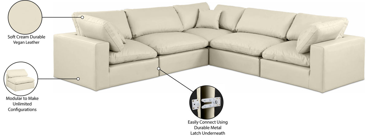 Comfy - 5 Piece Faux Leather Modular Corner Sectional