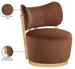 Elara - Velvet Upholstered Swivel Accent Chair - Stained Natural
