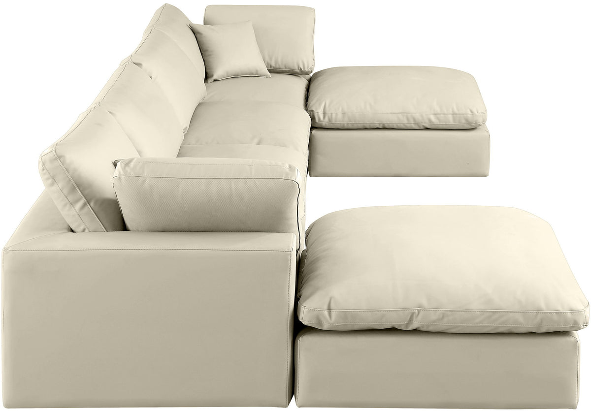 Comfy - 6 Piece Faux Leather Modular Double Chaise Sectional