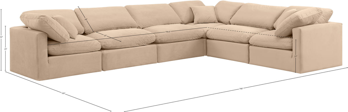 Indulge - Velvet 6 Piece Modular Corner Sectional