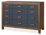 Melange - Geneva Accent Drawer Chest - Blue / Medium Walnut