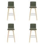 Vienna - 39.5" Swivel Bar Height Square Back Wood Bar Stool With Faux Leather Seat