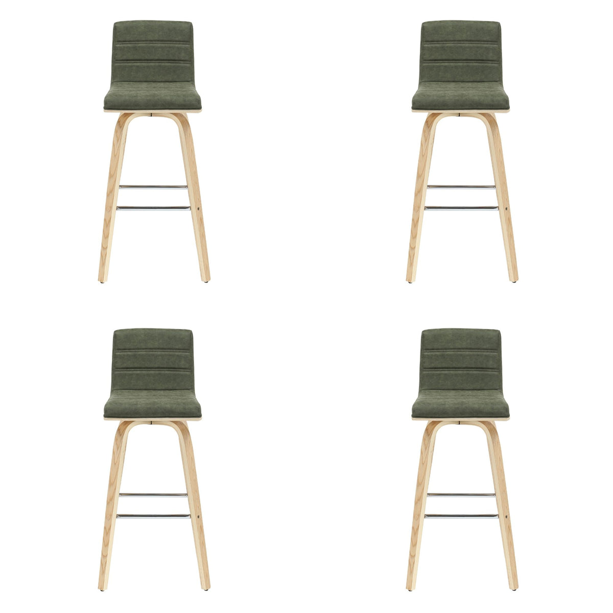 Vienna - 39.5" Swivel Bar Height Square Back Wood Bar Stool With Faux Leather Seat