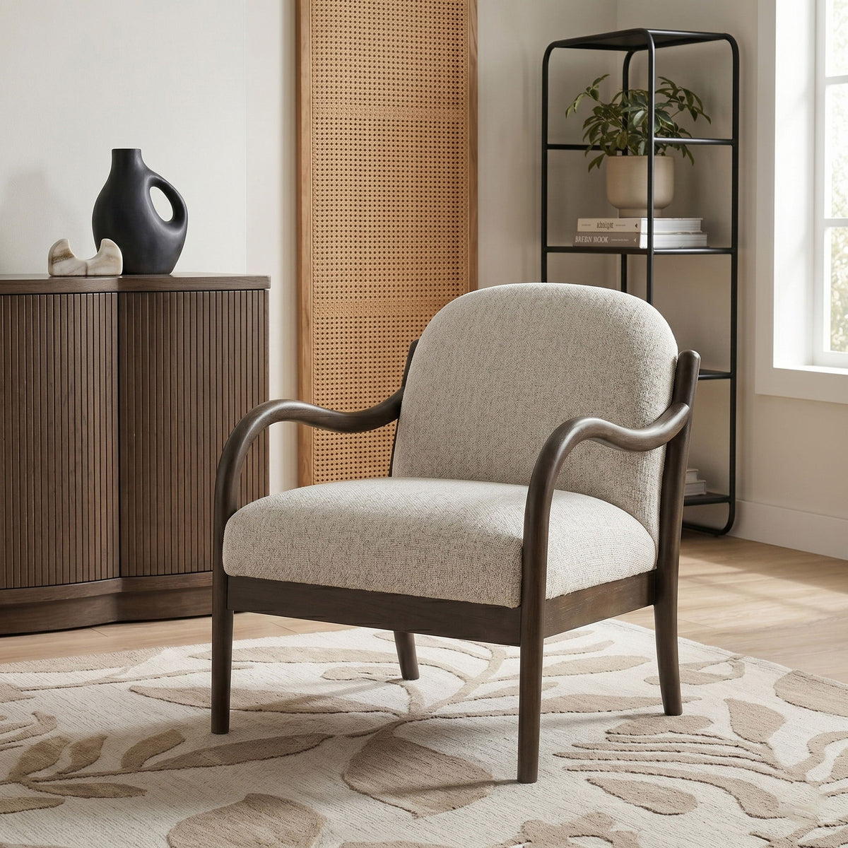 Helmsley - Performance Fabric Upholstered Accent Chair - Brown Frame