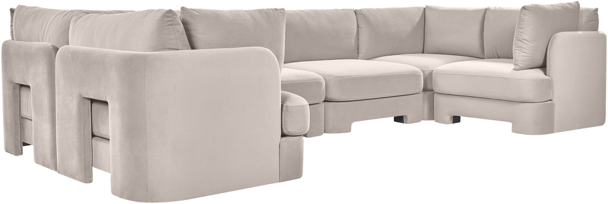 Hammond - Velvet Performance Fabric Upholstered 6 Piece U-Shaped Sectional