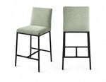Reeves - Chenille Fabric Upholstered Counter Stool (Set of 2) - Black Base