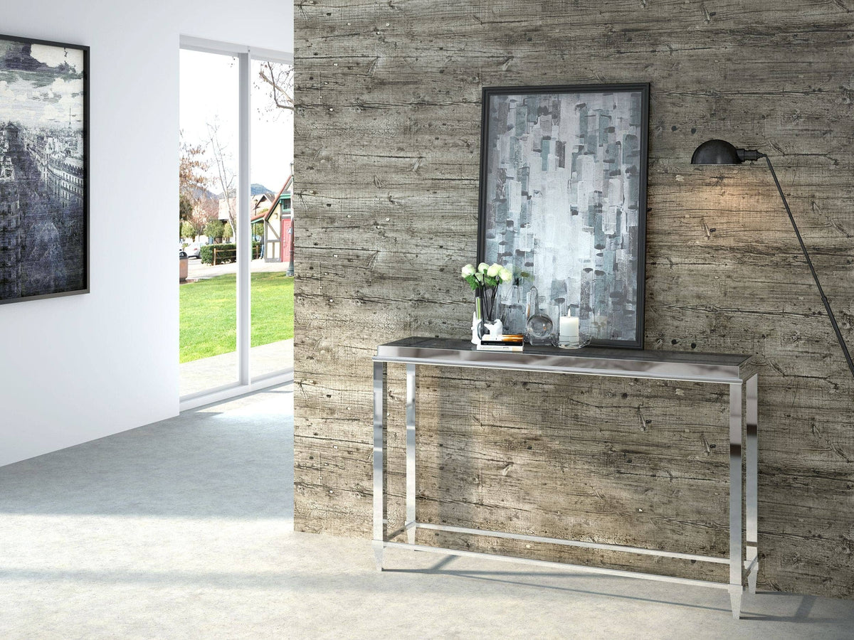 Agar Modern Glass & Stainless Steel Console Table by VIG Furniture - View 6