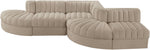 Rummi - Rounded Velvet Performance Fabric Upholstered 5 Piece Modular Sectional
