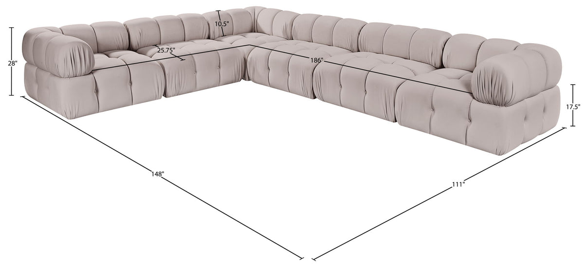 Orin - L-Shaped Velvet 6 Piece Modular Sectional