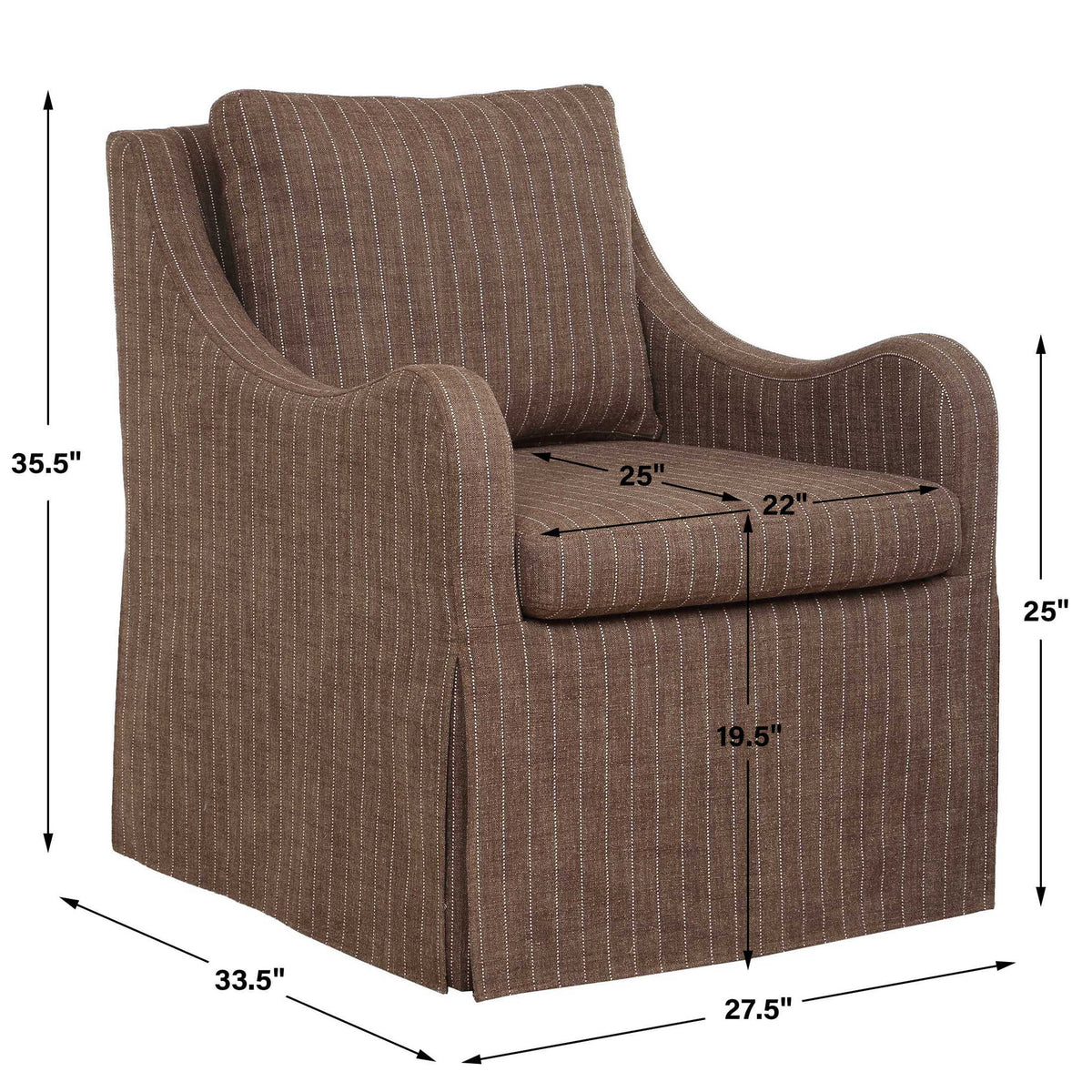 Luisa - Pinstripe Swivel Chair - Brown