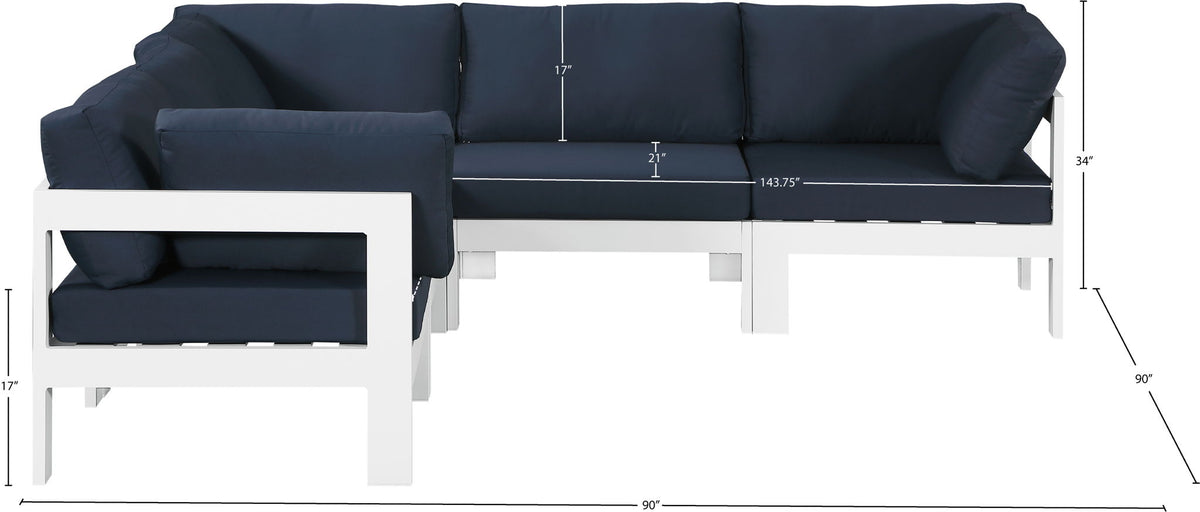 Nizuc - Outdoor Patio 5 Piece Modular Sectional With White Frame
