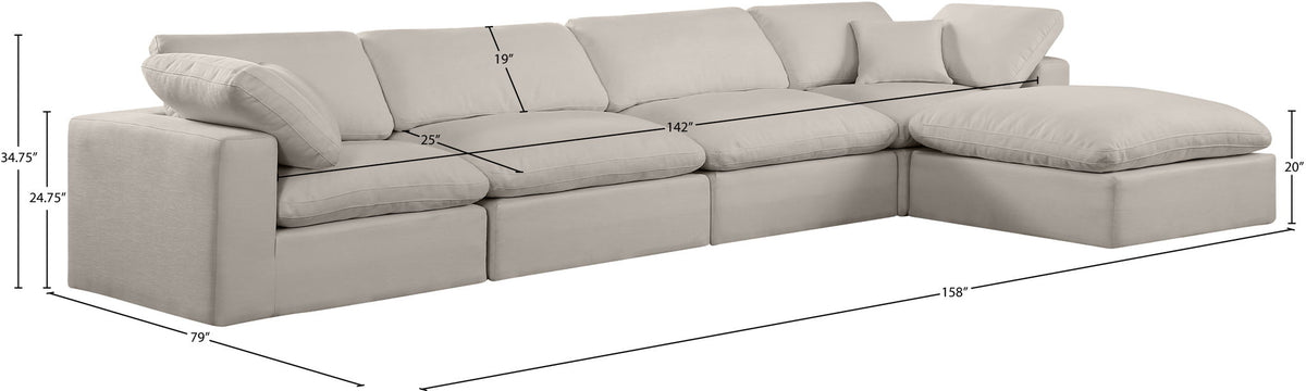 Comfy - 5 Piece Linen Modular Sectional With Chaise
