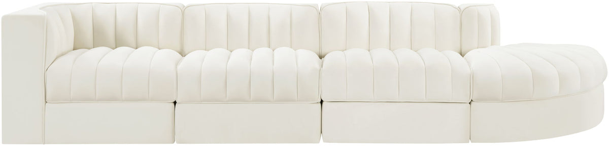 Rummi - Velvet Performance Fabric Upholstered 4 Piece Modular Sectional With Reverse Corner Chair