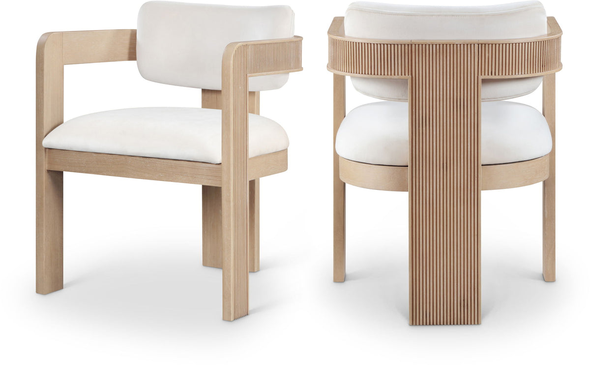 Sacha - Velvet Dining Chair With Natural Base (Set of 2)
