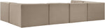 Rummi - Armless Velvet Performance Fabric Upholstered 6 Piece Modular Sectional