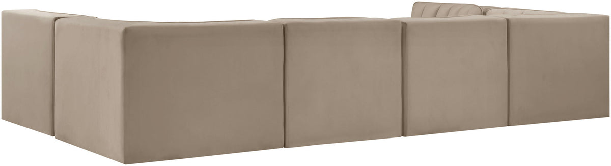 Rummi - Armless Velvet Performance Fabric Upholstered 6 Piece Modular Sectional