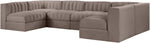 Rummi - Armless Velvet Performance Fabric Upholstered 6 Piece Modular Sectional