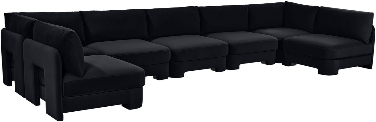 Hammond - Velvet Performance Fabric Upholstered 7 Piece U-Shaped Armless Sectional