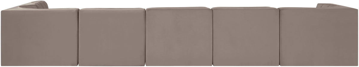 Rummi - Velvet Performance Fabric Upholstered 6 Piece Modular Sectional, L-Shaped (Right)