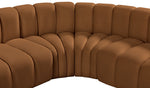 Arc - Velvet 6 Piece Curved Modular Sofa - Saddle