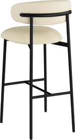 Lupita - Vegan Leather Upholstered Bar Stool (Set of 2) - Cream / Matte Black