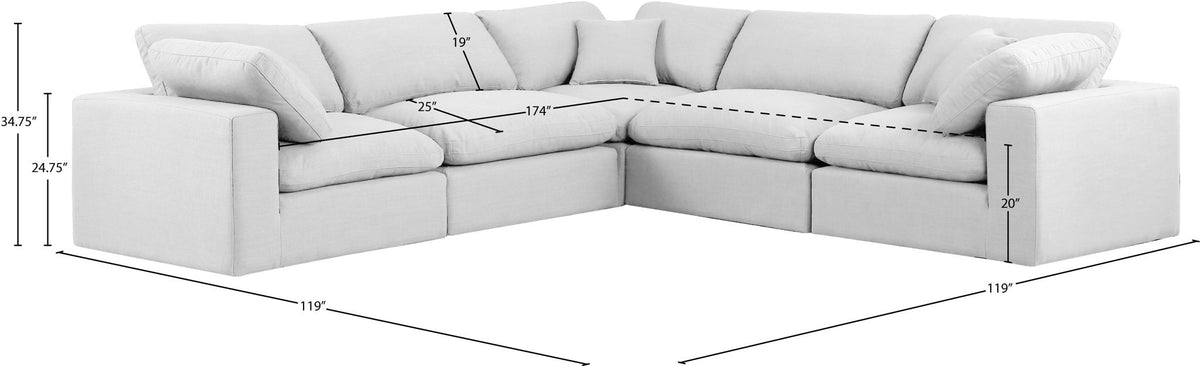 Comfy - 5 Piece Linen Modular Corner Sectional