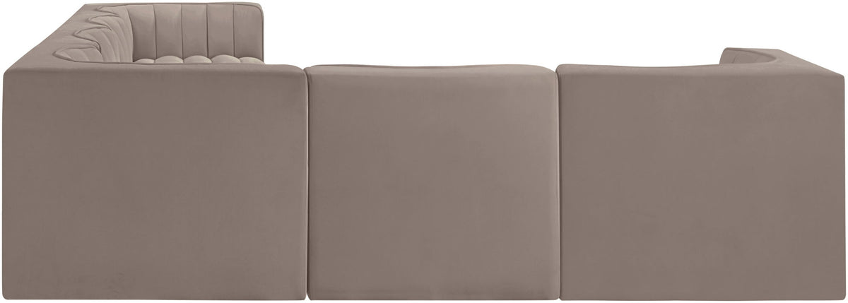 Rummi - Velvet Performance Fabric Upholstered 6 Piece Modular Sectional (With 3 Corner Chairs)