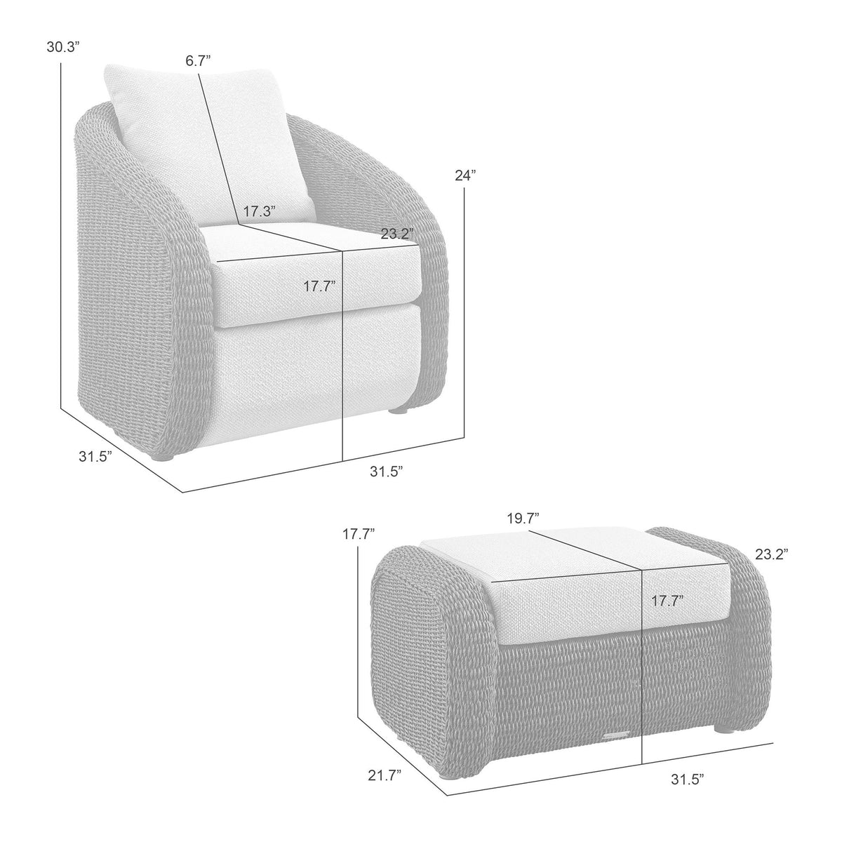 Pavilion - 2-Piece Powder Coated Metal Outdoor Conversation Set With Cushions - Boucle White / Natural