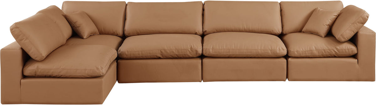 Comfy - 5 Piece Faux Leather Modular Sectional
