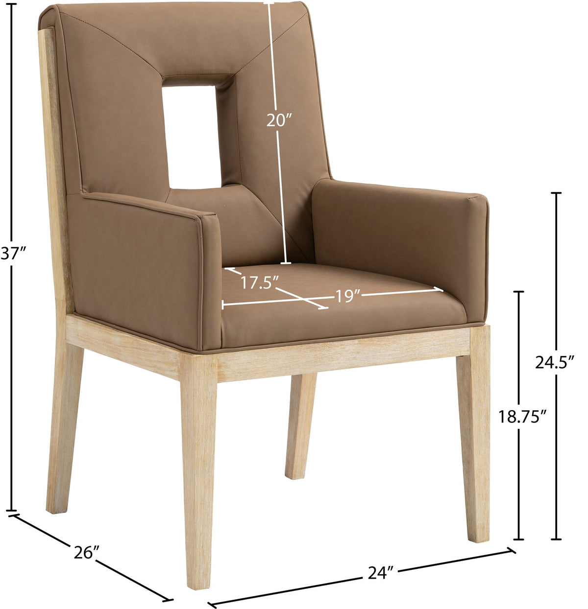 Gwendolyn - Faux Leather Dining Arm Chair With Natural Frame