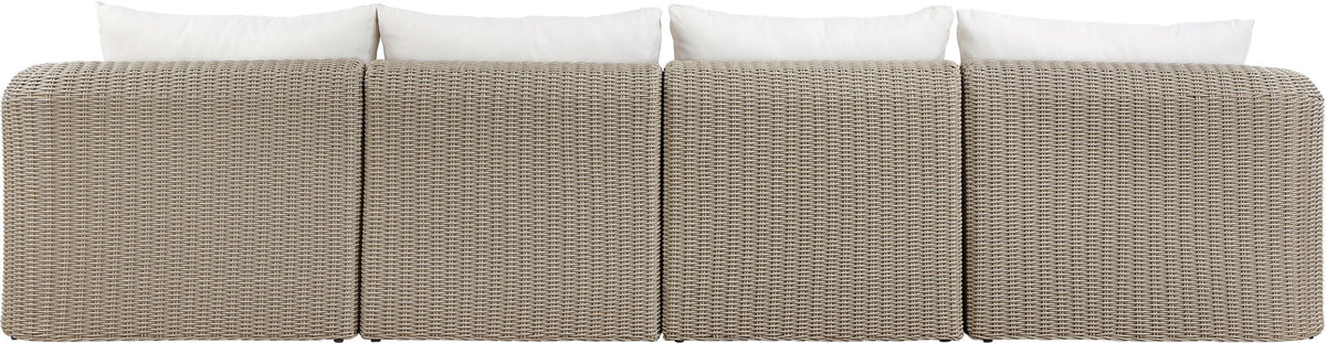 Seacrest - Olefin Water Resistant Fabric And Wicker 4 Piece Outdoor Patio Modular Sofa