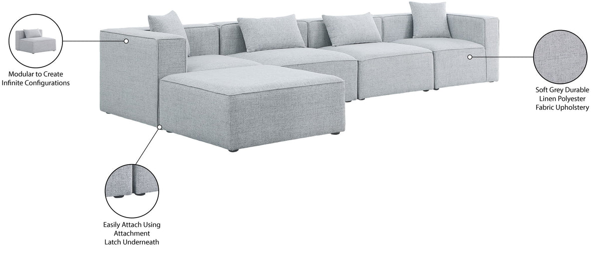 Cube - Linen 5 Piece Modular Sectional With Chaise