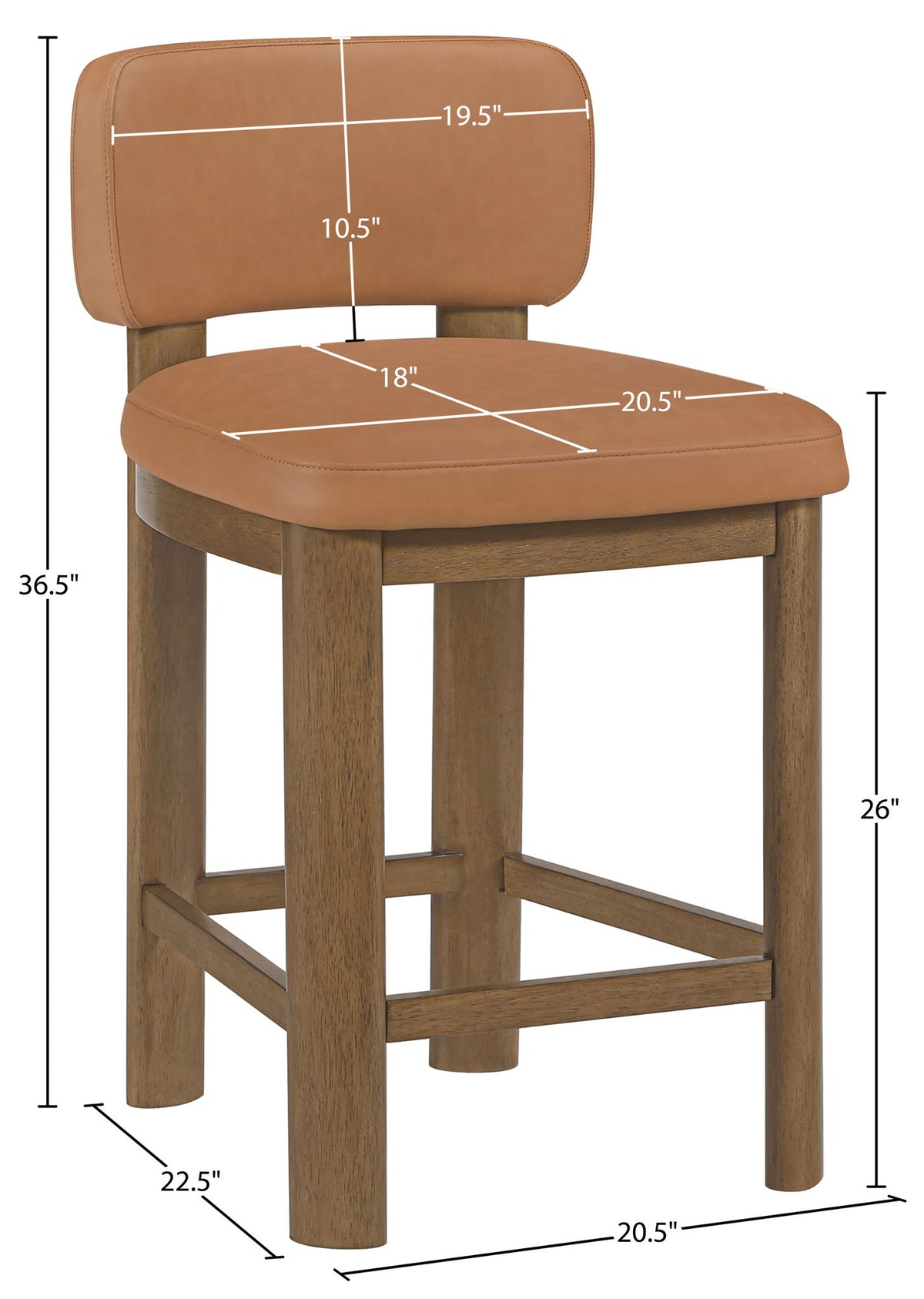 Paloma - Faux Leather Upholstered Counter Stool (Set of 2) - Brown Frame