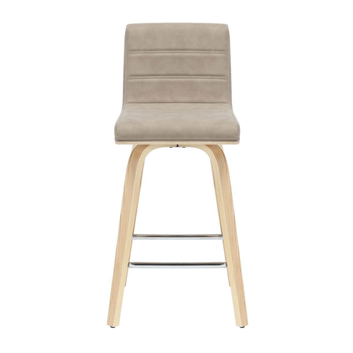 Vienna - 35.5" Swivel Counter Height Square Back Wood Bar Stool With Faux Leather Seat