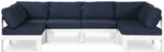 Nizuc - Outdoor Patio 6 Piece Modular Sectional With White Frame