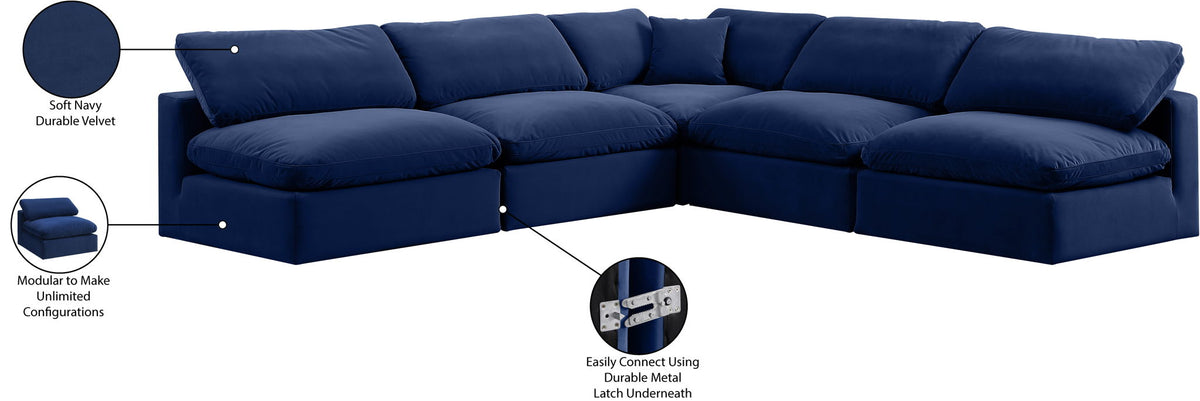 Comfy - 5 Piece Velvet Modular Corner Armless Sectional