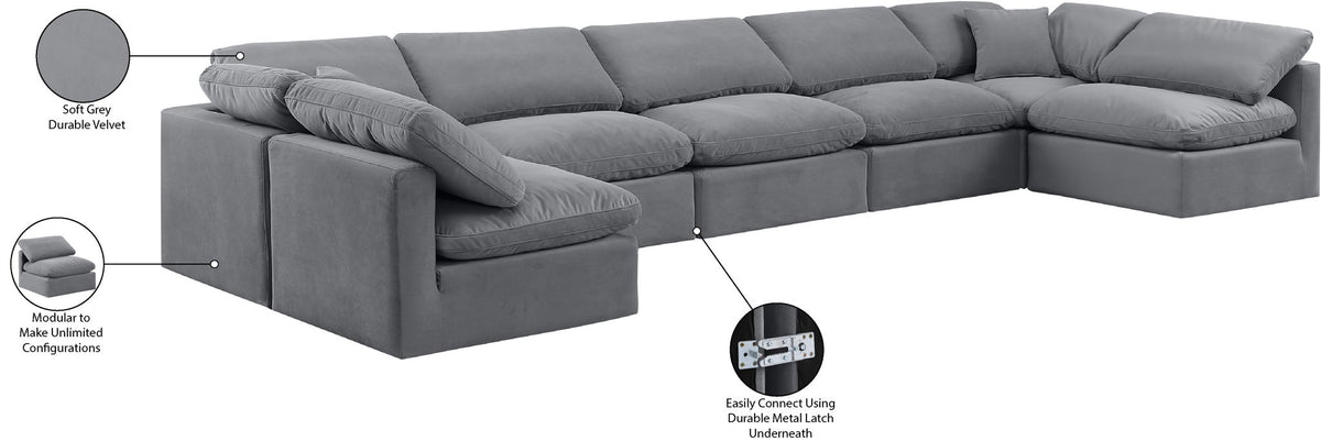 Indulge - Velvet 7 Piece Modular U-Shaped Sectional