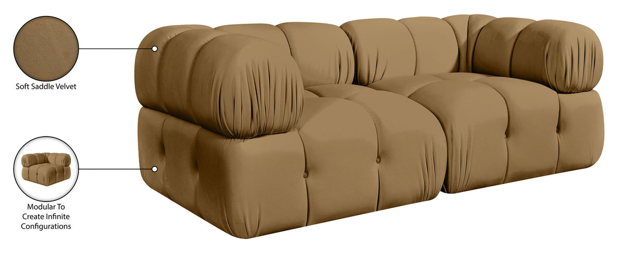 Orin - Velvet Performance Fabric Upholstered 2 Piece Modular Sofa (2 Corner Chairs)