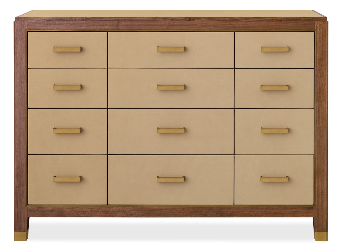 Melange - Zurich Accent Drawer Chest - Beige / Medium Walnut