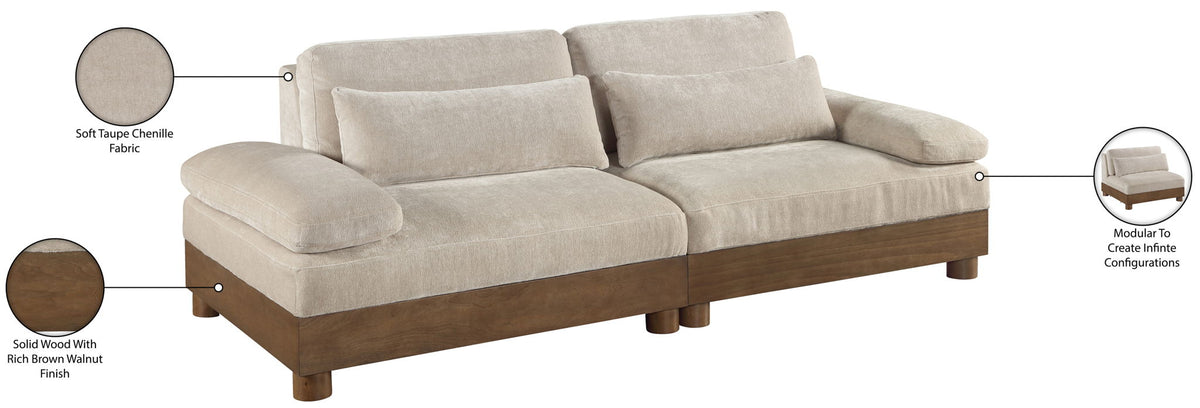 Turin - Chenille Fabric Upholstered Modular Sectional - Taupe