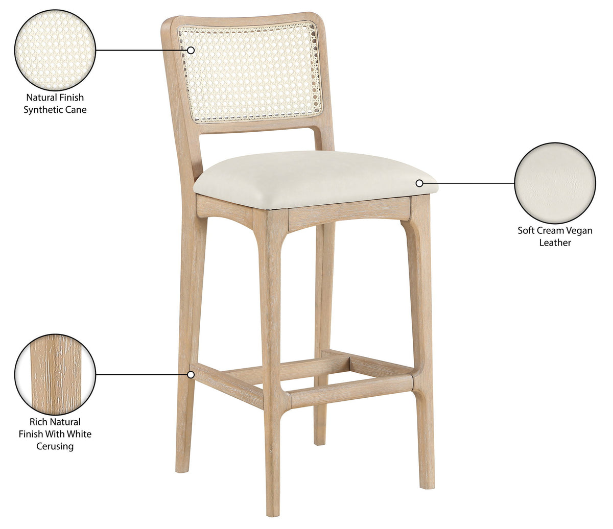 Atrium - Upholstered Bar Stool (Set of 2) - Brushed Natural Frame