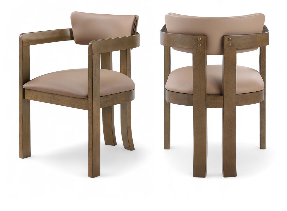 Lavrin - Vegan Leather Upholstered Dining Arm Chair (Set of 2) - Walnut Base