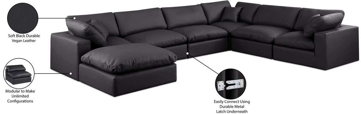 Comfy - 7 Piece Faux Leather Modular Sectional With Chaise