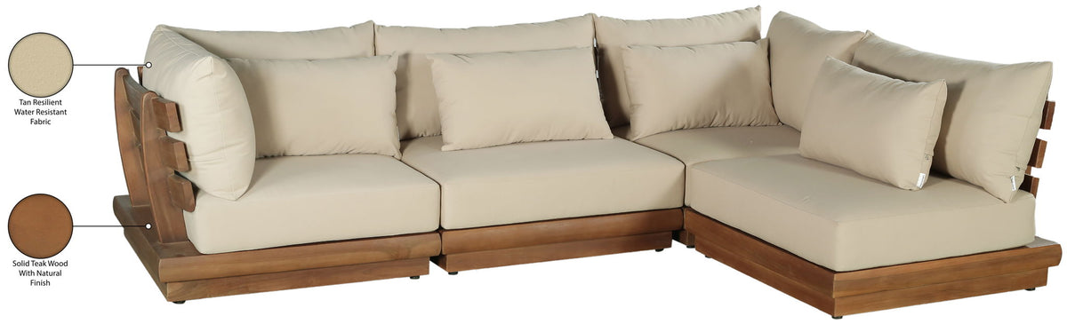 Mirella - 4 Piece Water Resistant Fabric Outdoor Patio Modular Sectional