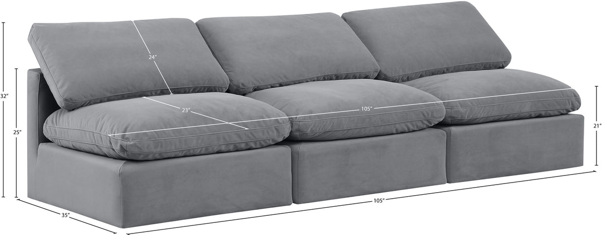 Indulge - Velvet 3 Seat Modular Armless Sofa