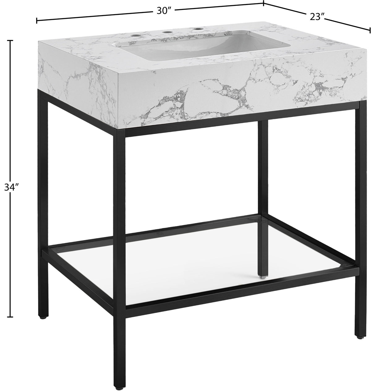 Marmo - Engineered Marble Bathroom Vanity With Black Base
