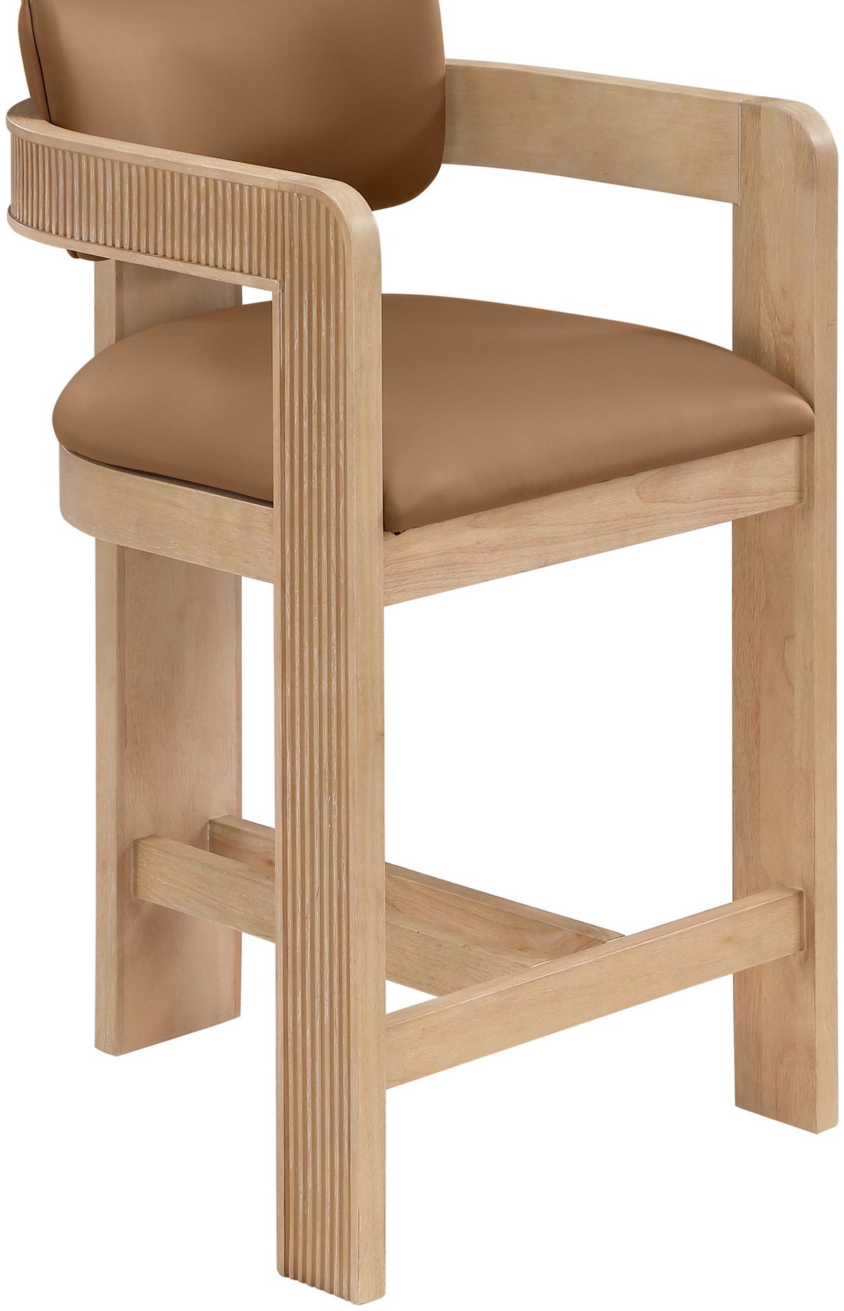 Sacha - Vegan Leather Upholstered Counter Stool With Natural Base