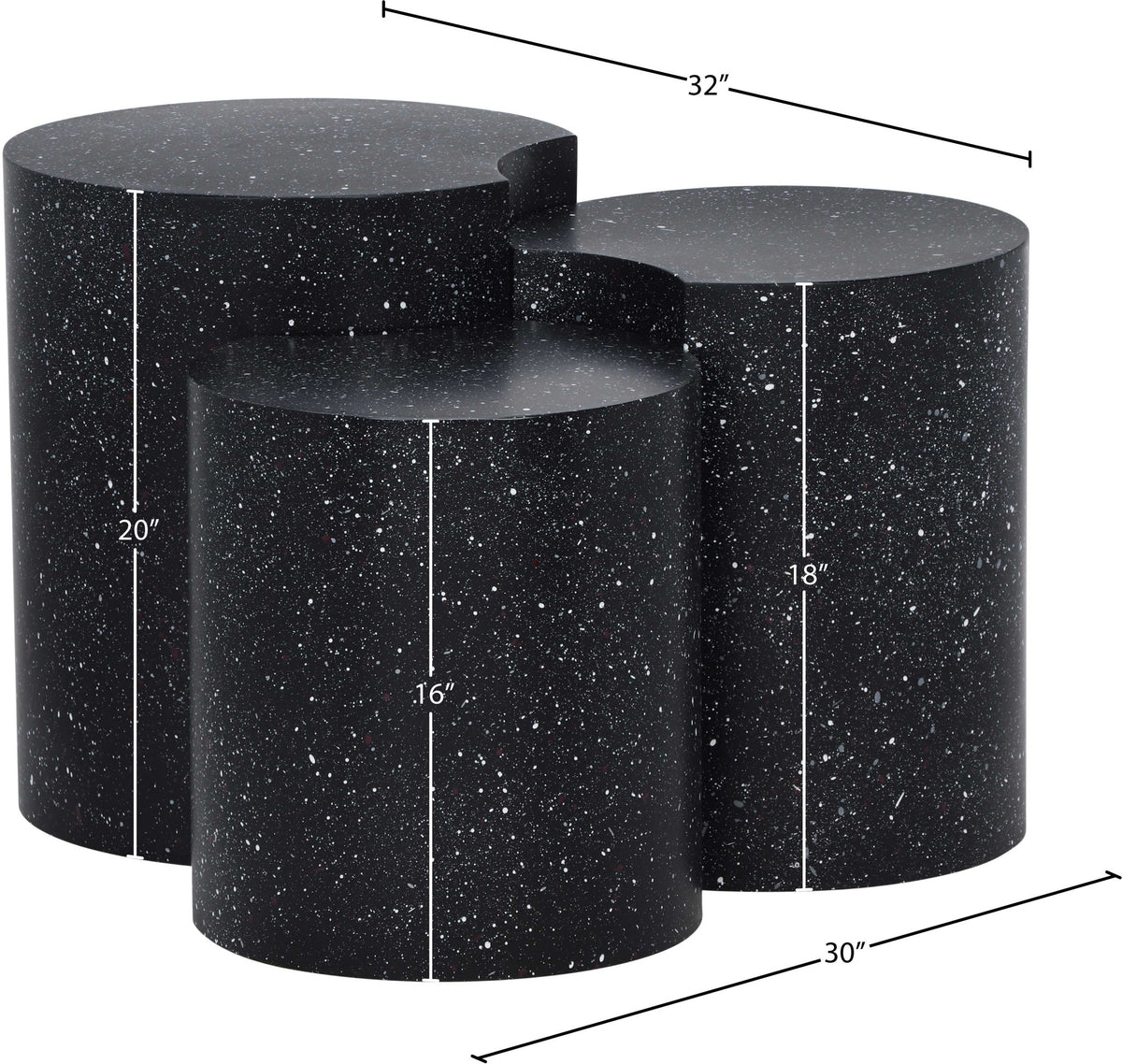 Dimple - 20" 3 Piece Modular End Table - Terazzo Finish